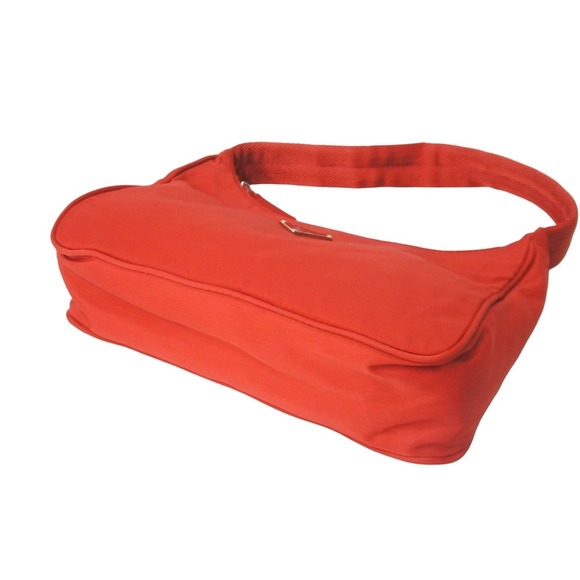 Prada Mini Handbag Hobo Triangle Logo Nylon Red - Picture 7 of 10